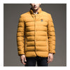 Man Solid Color Stand Collar Warm Cotton Coat   yellow   M - Mega Save Wholesale & Retail - 1