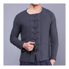 Plate Button Top Flax Jacket Coat Vintage   dark grey  M - Mega Save Wholesale & Retail - 1