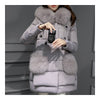 Winter Woman Middle Long Fake Fox Fur A Shape Down Coat   grey   S - Mega Save Wholesale & Retail - 2