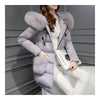 Winter Woman Middle Long Fake Fox Fur A Shape Down Coat   grey   S - Mega Save Wholesale & Retail - 3