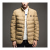 Man Solid Color Stand Collar Warm Cotton Coat     khaki  M - Mega Save Wholesale & Retail - 2
