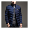 Man Solid Color Stand Collar Warm Cotton Coat    blue  M - Mega Save Wholesale & Retail - 2