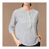 Cotton&Flax Loose Checks Shirt   grey blue   M - Mega Save Wholesale & Retail