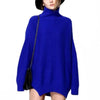 High Collar Wool Knitwear Sweater Loose   sapphire blue   S - Mega Save Wholesale & Retail - 1