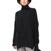 High Collar Wool Knitwear Sweater Loose   black   S - Mega Save Wholesale & Retail - 1