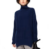 High Collar Wool Knitwear Sweater Loose    navy   S - Mega Save Wholesale & Retail - 1