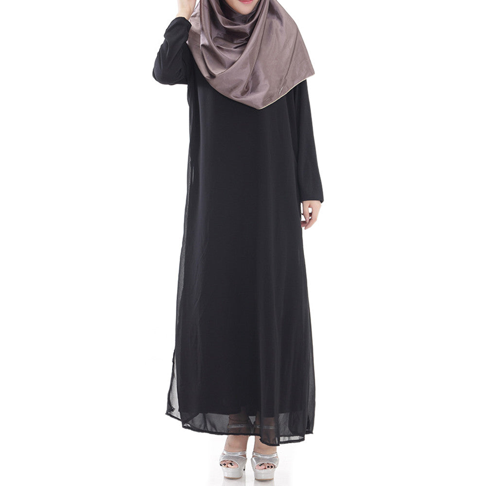 Muslim Robe Long Dress Big Peplum  black - Mega Save Wholesale & Retail - 1