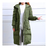 Winter Hoodied Loose Middle Long Down Coat    army green   S - Mega Save Wholesale & Retail - 1