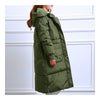 Winter Hoodied Loose Middle Long Down Coat    army green   S - Mega Save Wholesale & Retail - 2