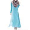 Muslim Robe Long Dress Big Peplum  sky blue - Mega Save Wholesale & Retail - 1