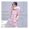 Winter Down Coat Woman Fur Collar Middle Long Thick   pink   M - Mega Save Wholesale & Retail - 1