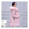 Winter Down Coat Woman Fur Collar Middle Long Thick   pink   M - Mega Save Wholesale & Retail - 2