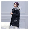 Winter Down Coat Woman Fur Collar Middle Long Thick   black   M - Mega Save Wholesale & Retail - 1