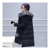 Winter Down Coat Woman Fur Collar Middle Long Thick   black   M - Mega Save Wholesale & Retail - 2