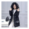 Winter Down Coat Woman Fur Collar Middle Long Thick   black   M - Mega Save Wholesale & Retail - 3