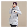 Winter Down Coat Woman Fur Collar Middle Long Thick   grey   M - Mega Save Wholesale & Retail - 1