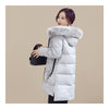 Winter Down Coat Woman Fur Collar Middle Long Thick   grey   M - Mega Save Wholesale & Retail - 2