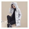 Winter Down Coat Woman Fur Collar Middle Long Thick   grey   M - Mega Save Wholesale & Retail - 3