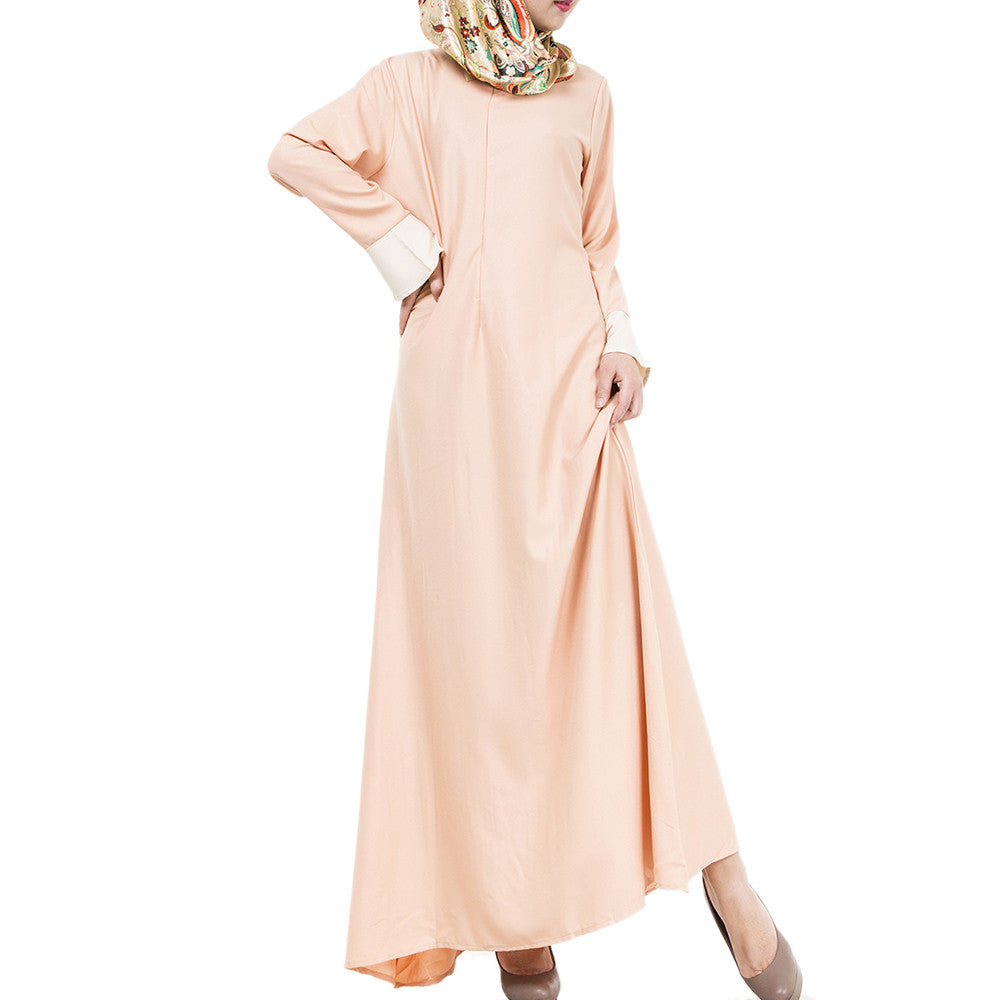 Muslim Long Dress Flare Sleeve Floor-length   orange