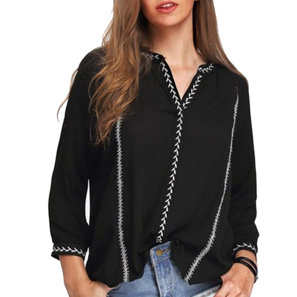 Vintage National Style Embroidered Shirt   S - Mega Save Wholesale & Retail