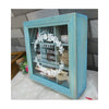 Zakka Retro Vintage 9 Cabinets Jewelry Storage Wooden Box Clear Cover   Blue petal - Mega Save Wholesale & Retail - 1