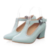 Small Pointed Buckle Thick Heel Thin Shoes  blue - Mega Save Wholesale & Retail