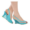 Casual Comfortable Slipsole Peep-toe Sandals Buckle Patent Leather   blue - Mega Save Wholesale & Retail