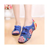 Old Beijing Cloth Shoes Summer Style in Blue Shade for Women in Low Cut National Embroidery & Beautiful Floral Designs - Mega Save Wholesale & Retail - 1