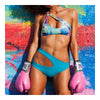 Bikini Swimwear Swimsuit Digital Printing Women  blue pants S - Mega Save Wholesale & Retail - 1