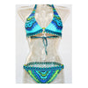 Swimwear Swimsuit Bikini Sexy Printing   3014 blue  S - Mega Save Wholesale & Retail - 1