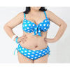 2pcs Fat Large Wave Point Swimwear Swimsuit  blue - Mega Save Wholesale & Retail