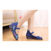 Blue Old Beijing Cloth Shoes for Women in National Slipsole Style & Fancy Embroidery Patterns - Mega Save Wholesale & Retail - 1