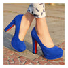 Super High Heel Platform Round Low-cut Fluff Women Thin Shoes Plus Size  blue - Mega Save Wholesale & Retail - 2