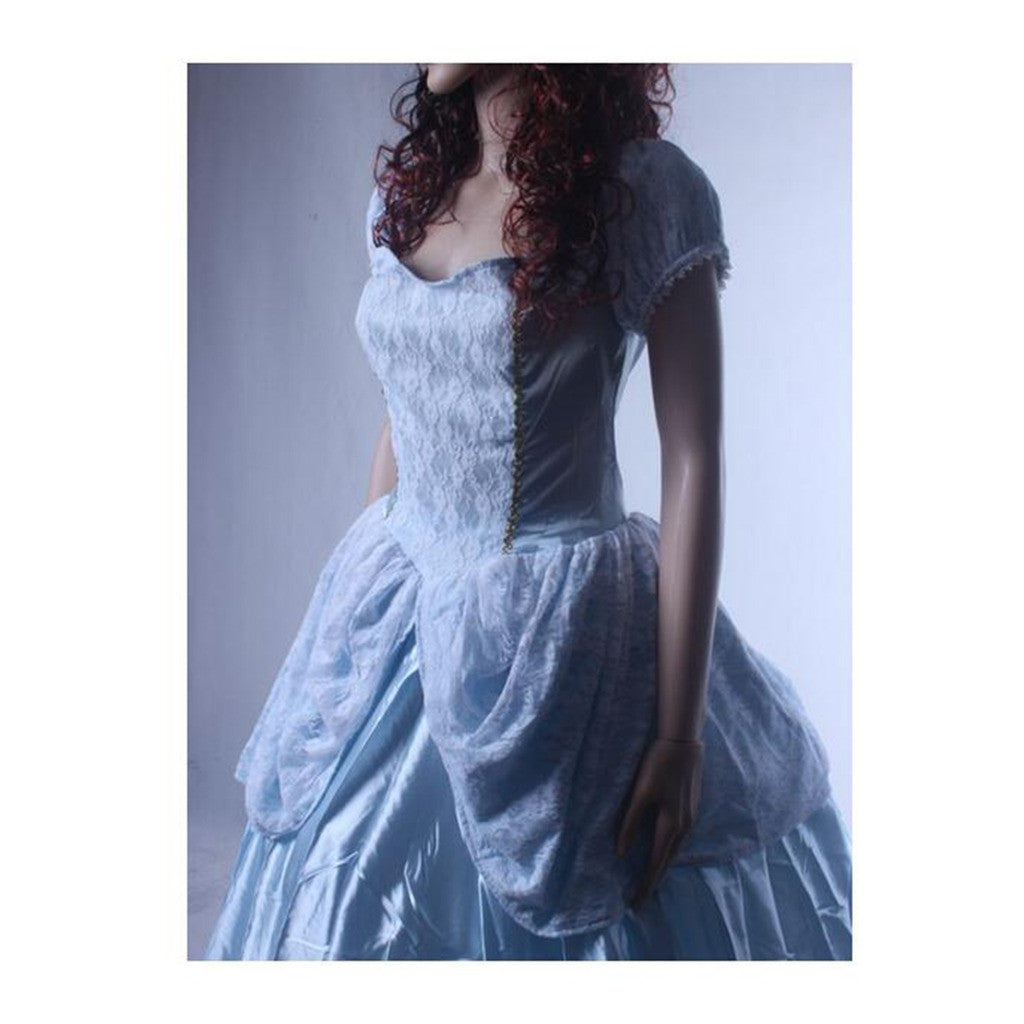 Sexy Dancing Party Blue Queen Garment with Underskirt Middle Age Court - Mega Save Wholesale & Retail