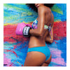 Bikini Swimwear Swimsuit Digital Printing Women  blue pants S - Mega Save Wholesale & Retail - 2