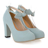 Sweet High Thick Heel Round Last Women Thin Shoes Buckle  blue - Mega Save Wholesale & Retail - 2
