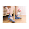 Old Beijing Traditional Chinese Blue High Heeled Woman National Style Slipsole Shoes with Embroidery & Ankle Straps - Mega Save Wholesale & Retail - 2