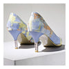 Pattern High Heel Pointed Thin Heel Shoes Rhinestone  Women Plus Size   blue - Mega Save Wholesale & Retail - 3