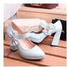 Platform High Thick Heel Bowknot Pointed Thin Shoes  blue - Mega Save Wholesale & Retail - 3