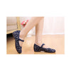 Old Beijing Blue Slipsole Small Flower Embroidered Shoes for Women in National Style with Beautiful Floral Designs & Straps - Mega Save Wholesale & Retail - 3