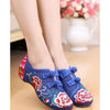 Old Beijing Cloth Shoes Summer Style in Blue Shade for Women in Low Cut National Embroidery & Beautiful Floral Designs - Mega Save Wholesale & Retail - 4