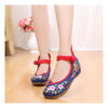 Old Beijing Embroidered Shoes for Women in Blue Sunflower National Style with Floral Designs & Double Straps - Mega Save Wholesale & Retail - 1