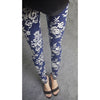 Womens sexy leggings Stretchy fit skin pants trousers Chinese traditional ink Pattern Blue background embroidery - Mega Save Wholesale & Retail