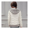 Hooded Down Coat Woman Slim Warm Screw Thread Chic   white   S - Mega Save Wholesale & Retail - 3