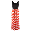 Wave Stripe Dress Sleeveless Vest Skirt   orange white   S - Mega Save Wholesale & Retail - 1