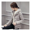 Hooded Down Coat Woman Slim Warm Screw Thread Chic   grey   S - Mega Save Wholesale & Retail - 3