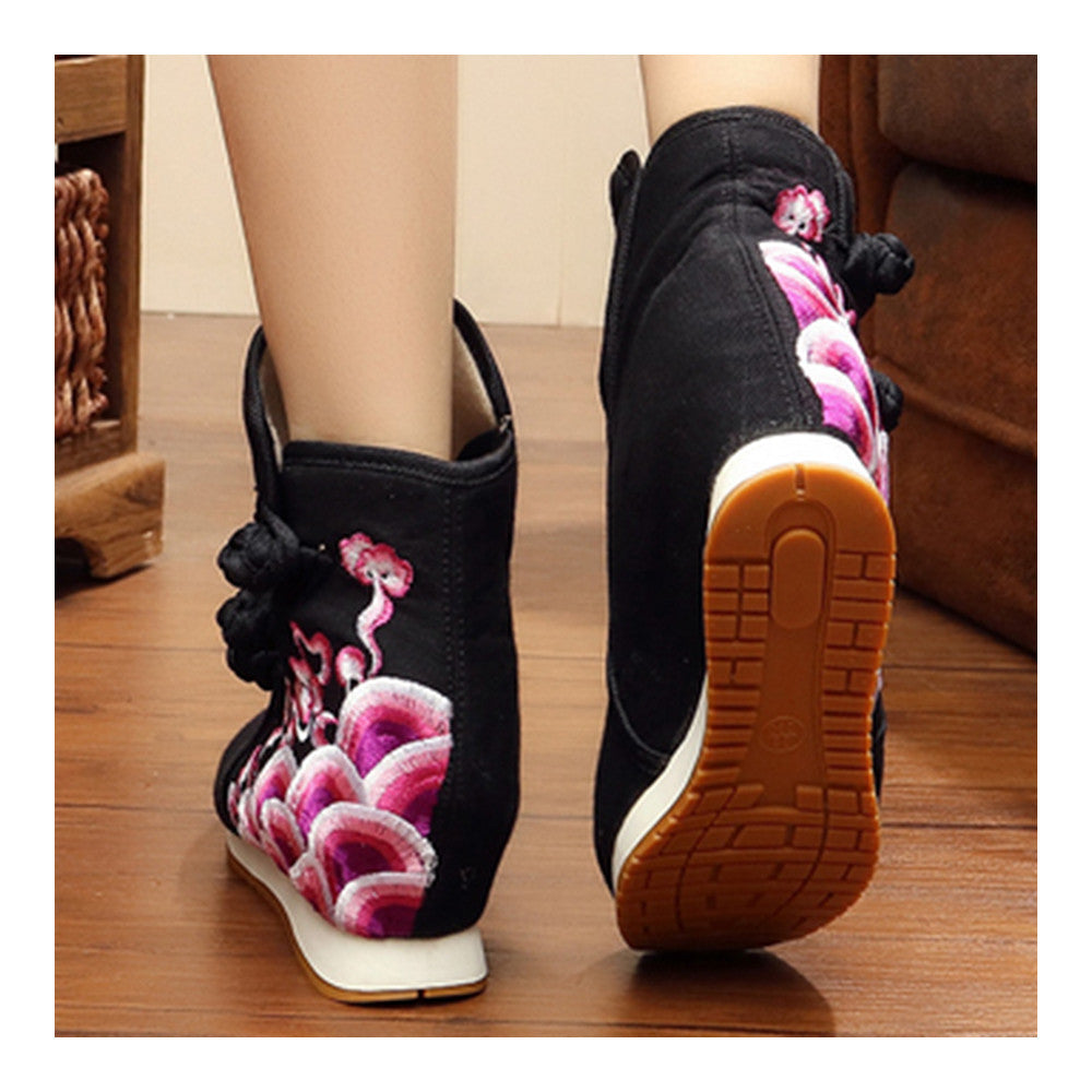 Wave Vintage Beijing Cloth Shoes Embroidered Boots black - Mega Save Wholesale & Retail - 3