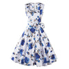 Fashioanble Printing Big Peplum Sleeveless Dress   S - Mega Save Wholesale & Retail - 1