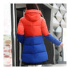 Woman Thick Warm Loose Middle Long Down Coat   red blue   L - Mega Save Wholesale & Retail - 3
