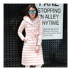 Hooded Thin Light Middle Long Down Coat Slim Woman    pink   S - Mega Save Wholesale & Retail - 3